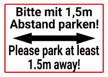 Parken verboten Schild Parken - Verkehr Bitte mit Abstand parken Bild