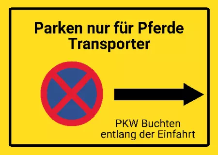 Parken verboten Schild Parken - Verkehr Parken nur für Pferde Transporter Bild