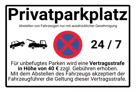 Parken verboten SchildParken - Verkehr Privatparkplatz 24/7 Bild